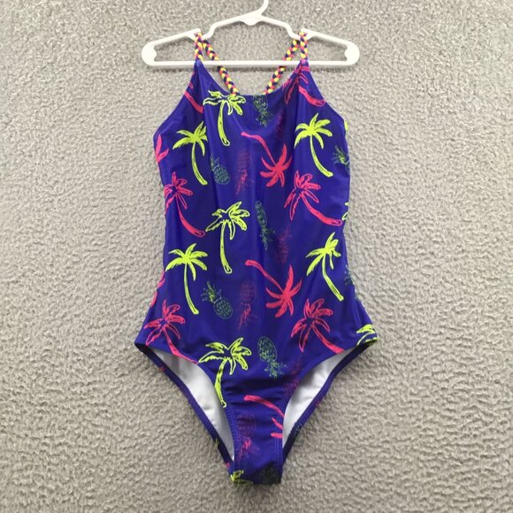 Andy & Evan Other - Andy & Evan Kids'‎ Palm Tree One-Piece Swimsuit Blue/ Neon 12